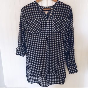Merona Navy & White Gingham Pop Over